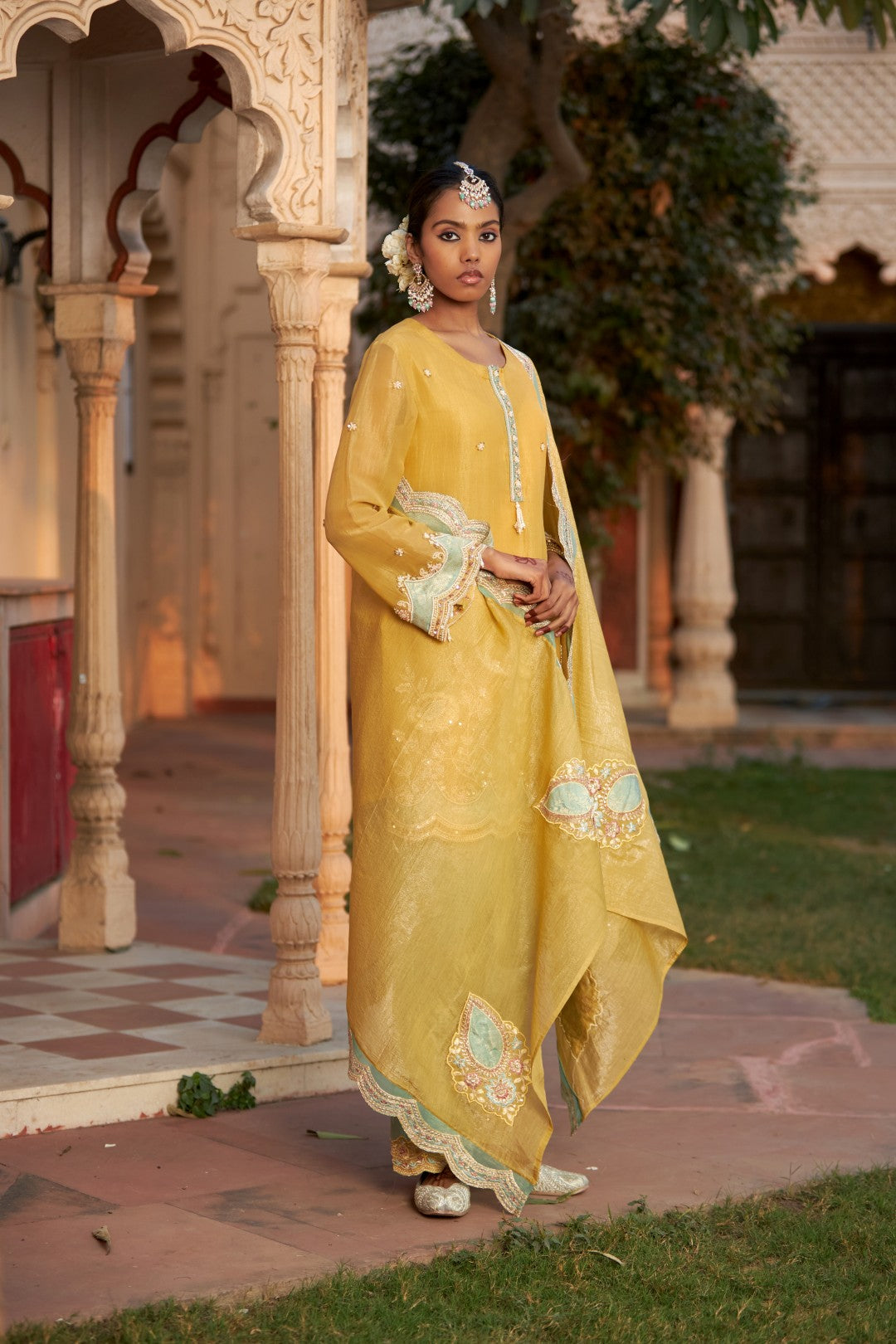 Mihika canary full work heavy suit set