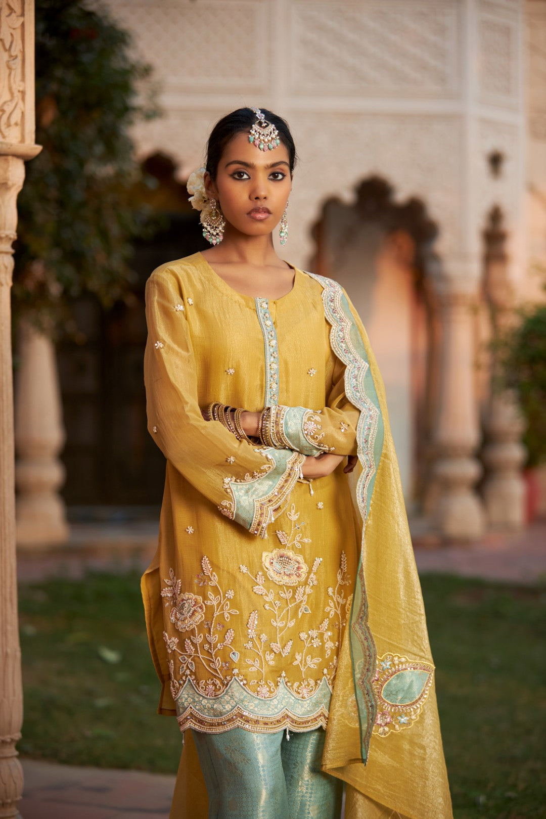 Mihika canary full work heavy suit set