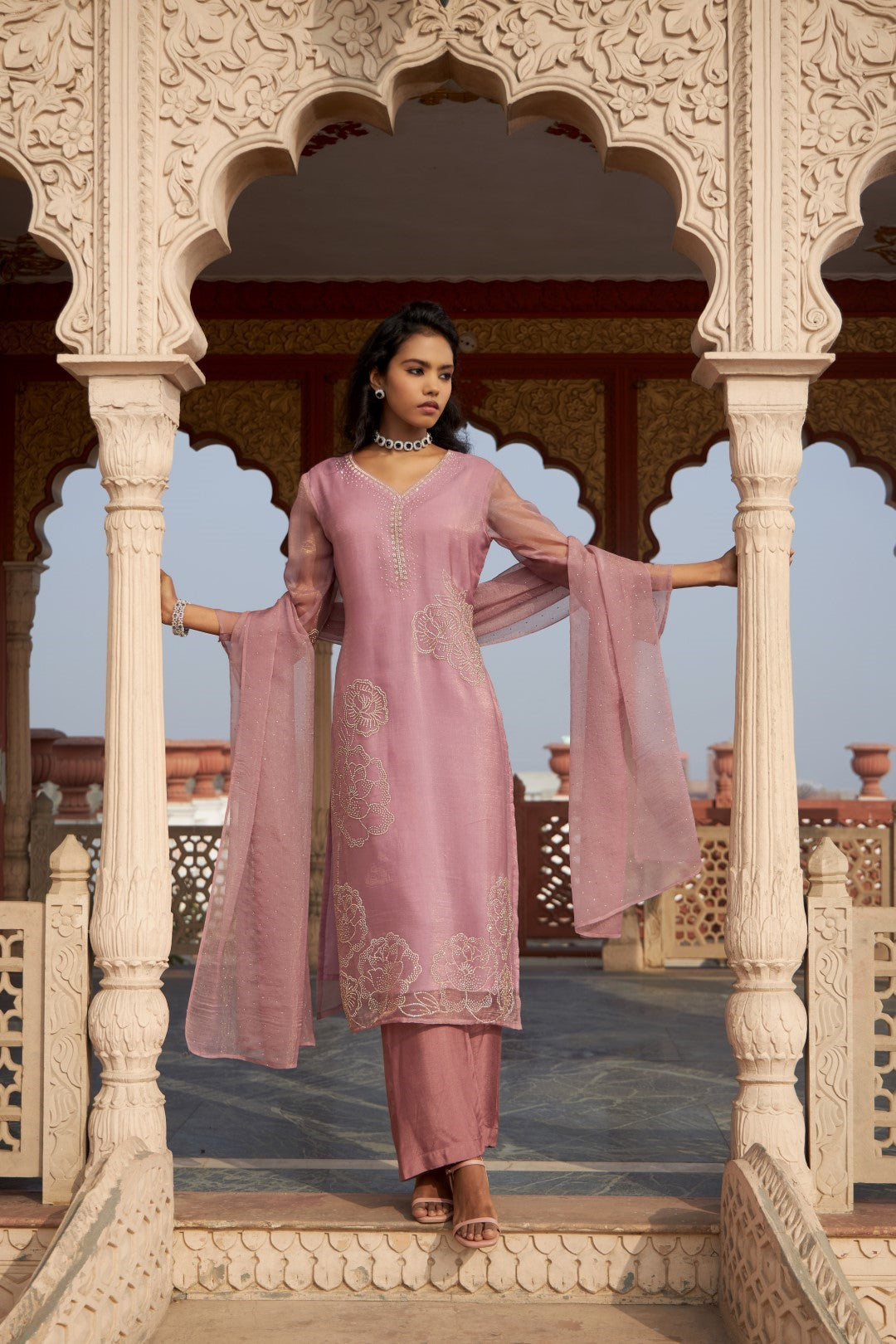 Mihika Rose Full Work Suit Set