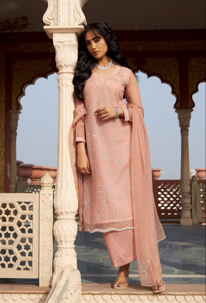 Mihika Coral Full Work Suit set