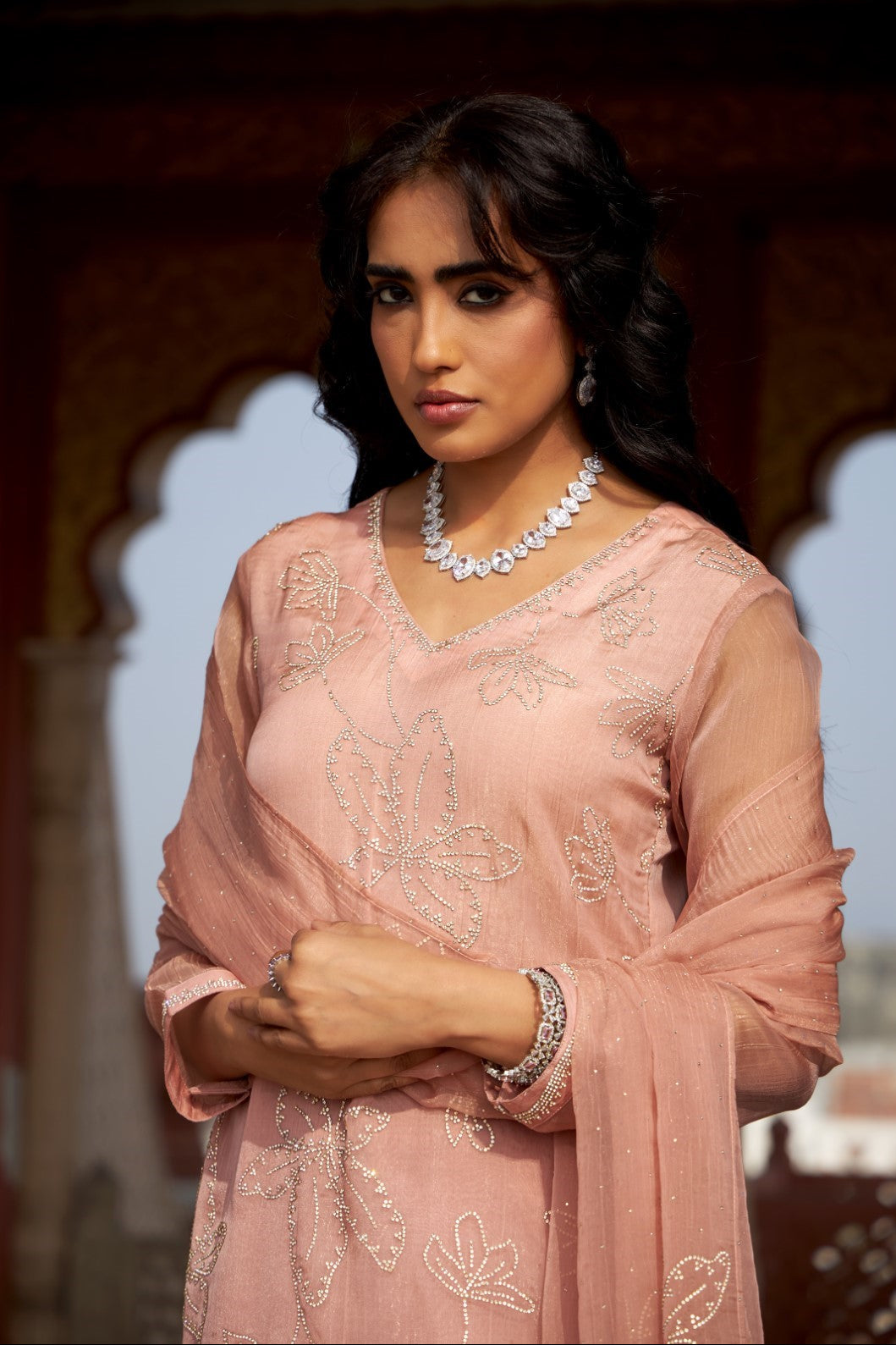 Mihika Coral Full Work Suit set