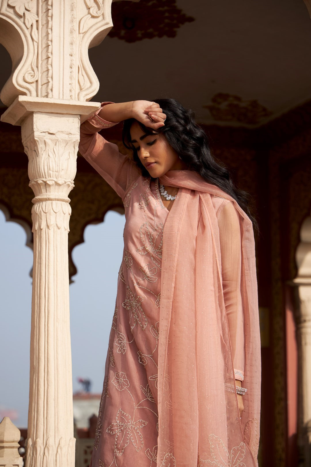 Mihika Coral Full Work Suit set