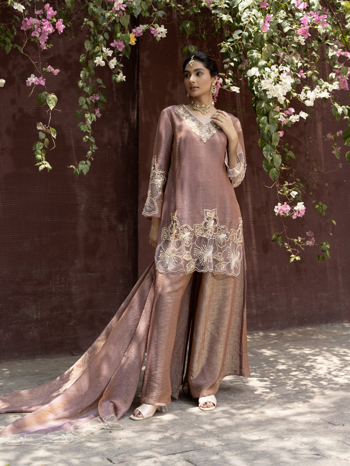 Pavni Caramel Full Work Heavy Suit Set