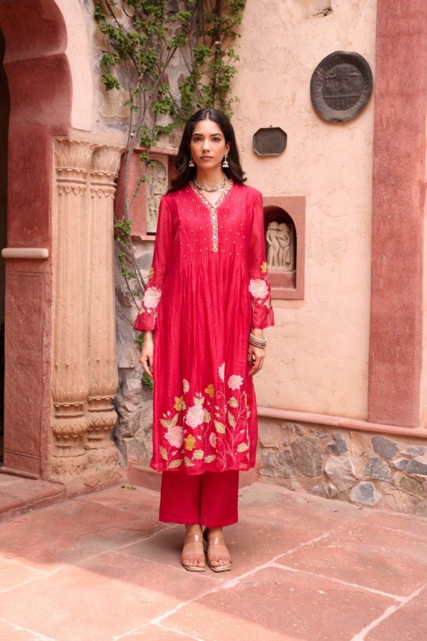 Gaurisha sindoori embroidery premium suit set