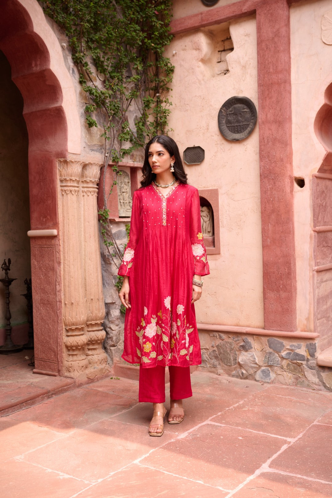 Gaurisha sindoori embroidery premium suit set