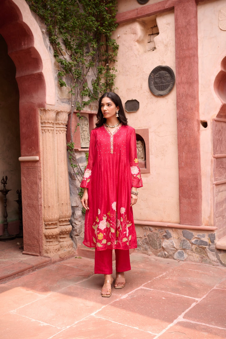 Gaurisha sindoori embroidery premium suit set