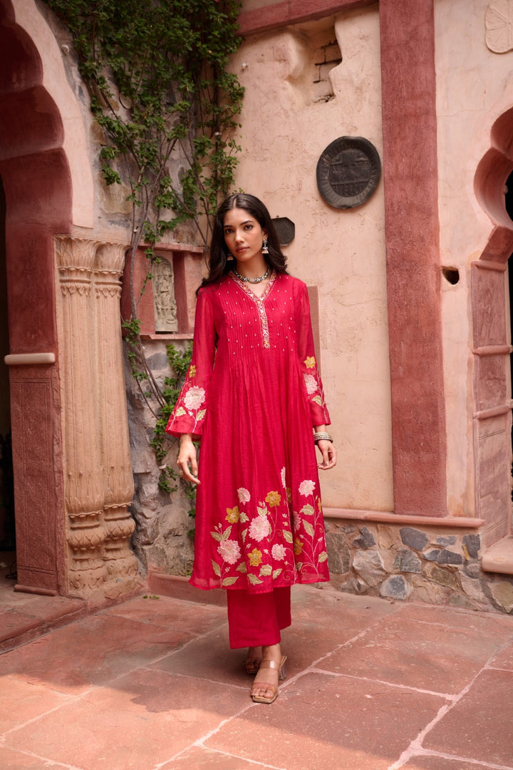 Gaurisha sindoori embroidery premium suit set