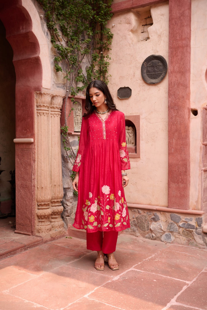 Gaurisha sindoori embroidery premium suit set