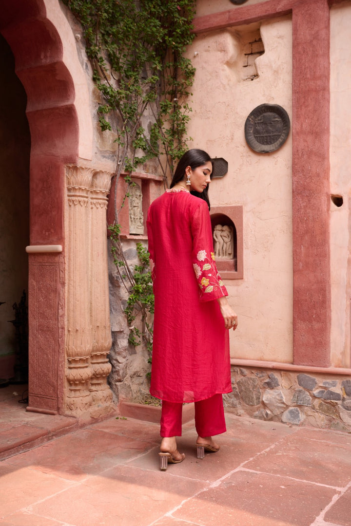 Gaurisha sindoori embroidery premium suit set