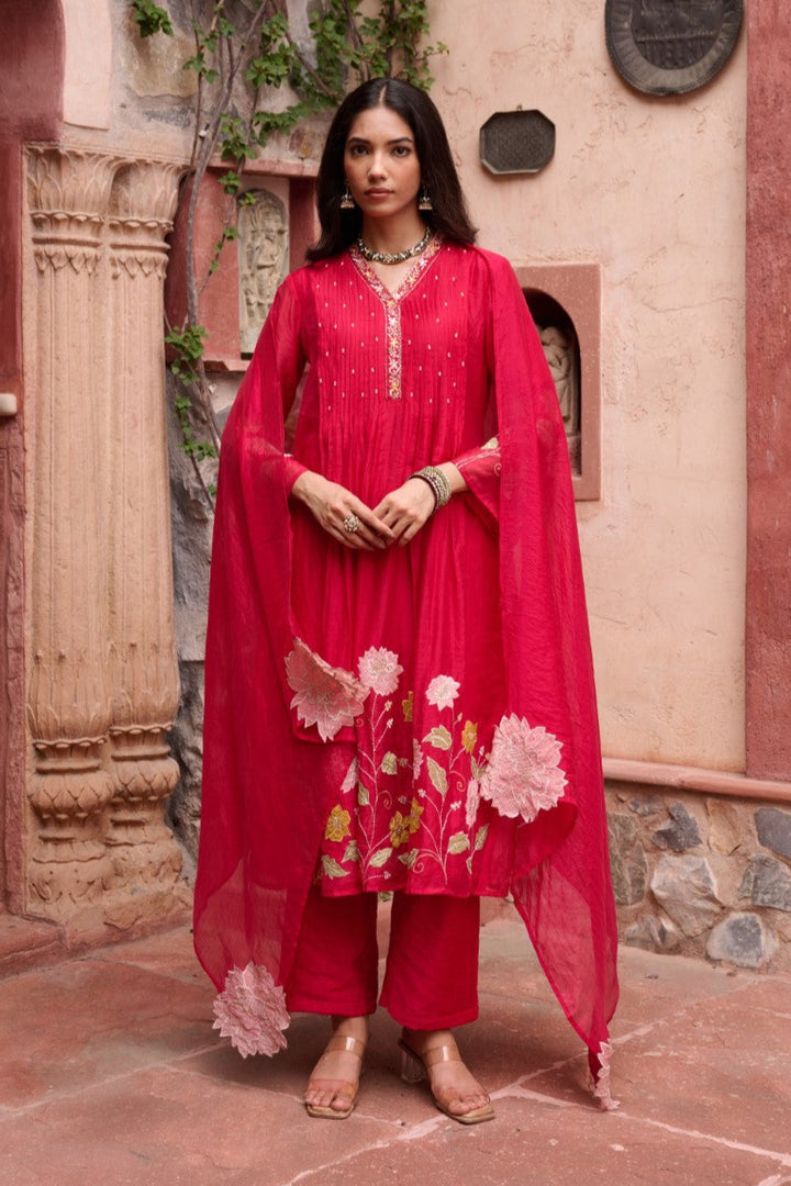 Gaurisha sindoori embroidery premium suit set
