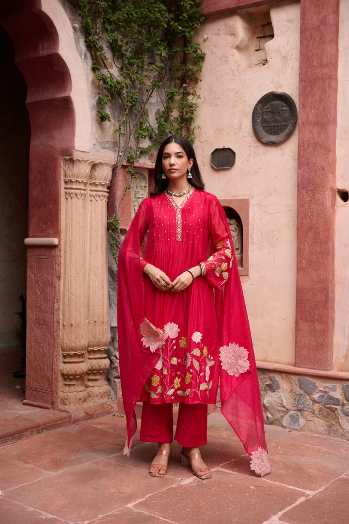 Gaurisha sindoori embroidery premium suit set