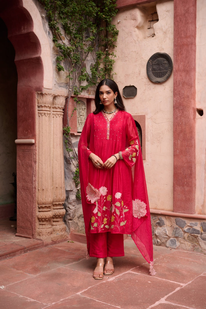 Gaurisha sindoori embroidery premium suit set