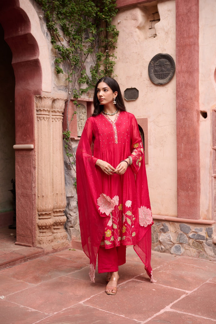 Gaurisha sindoori embroidery premium suit set