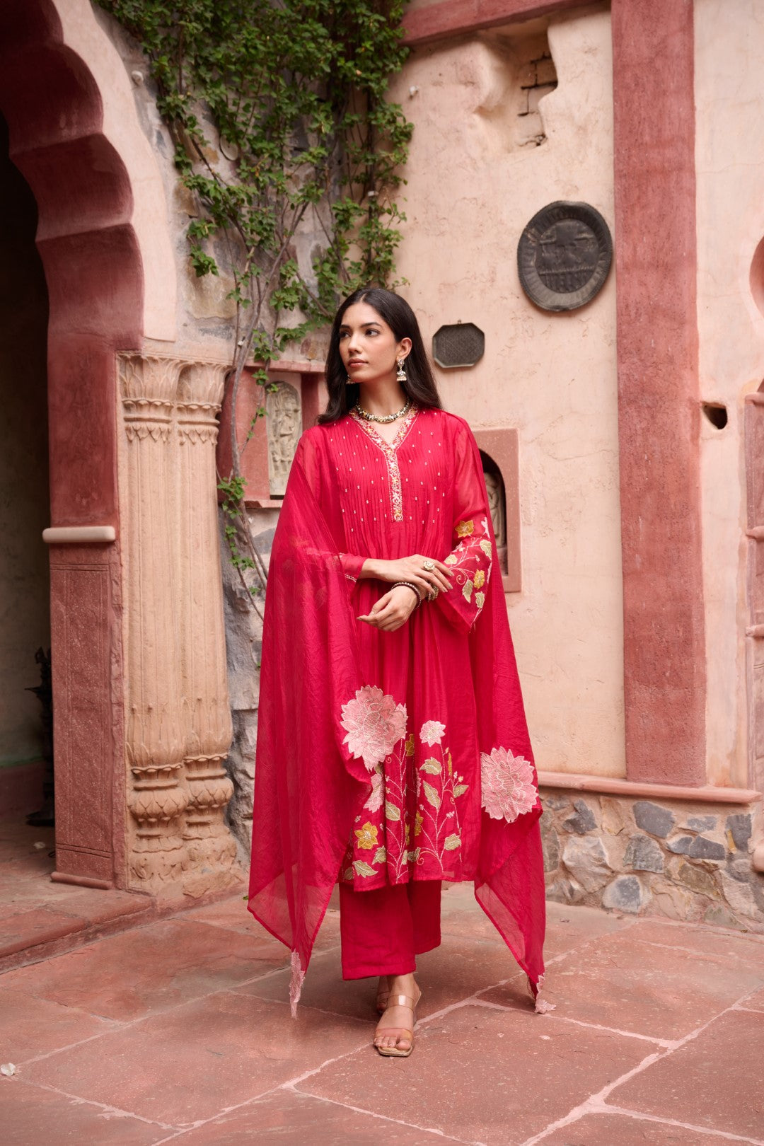 Gaurisha sindoori embroidery premium suit set