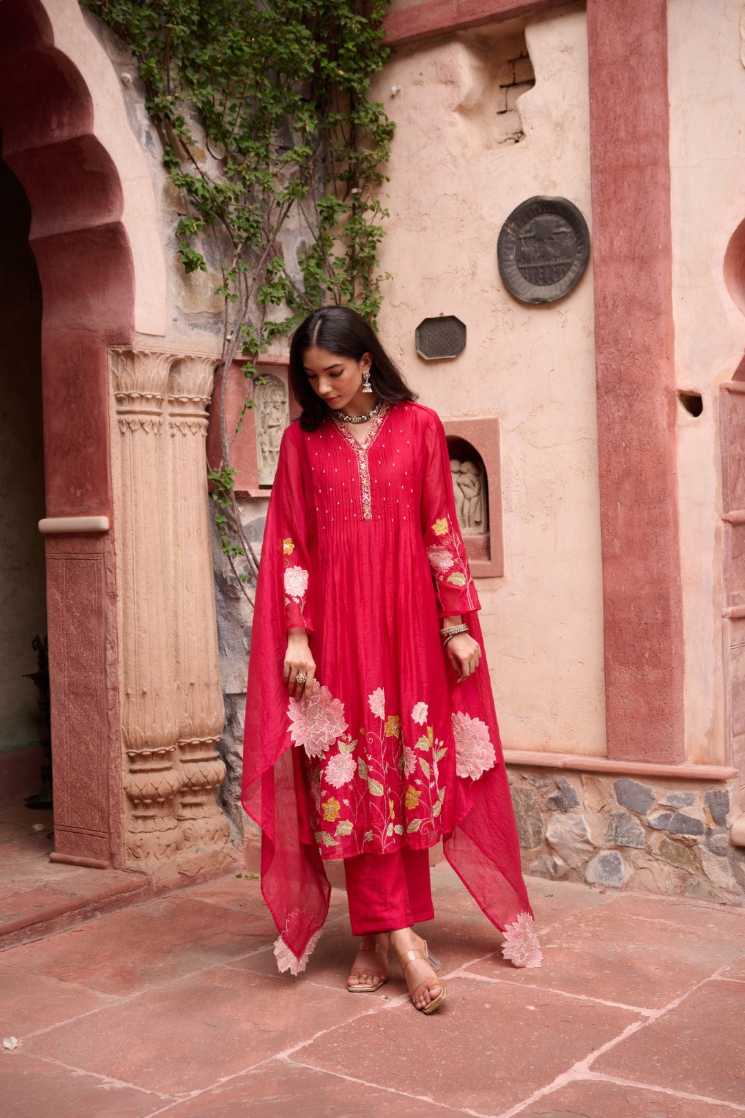 Gaurisha sindoori embroidery premium suit set