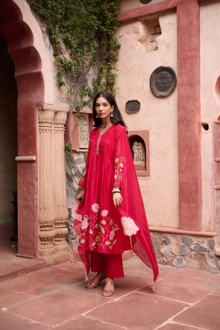 Gaurisha sindoori embroidery premium suit set