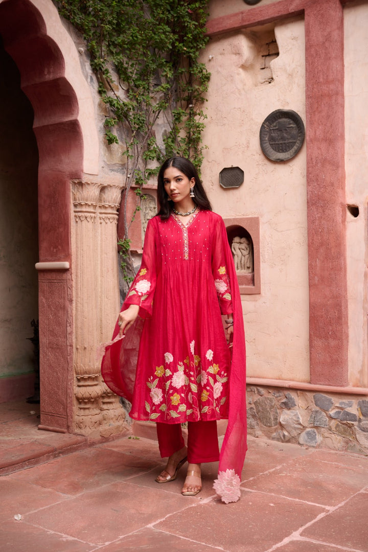 Gaurisha sindoori embroidery premium suit set