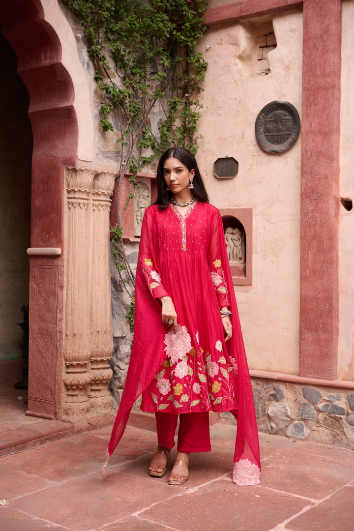 Gaurisha sindoori embroidery premium suit set