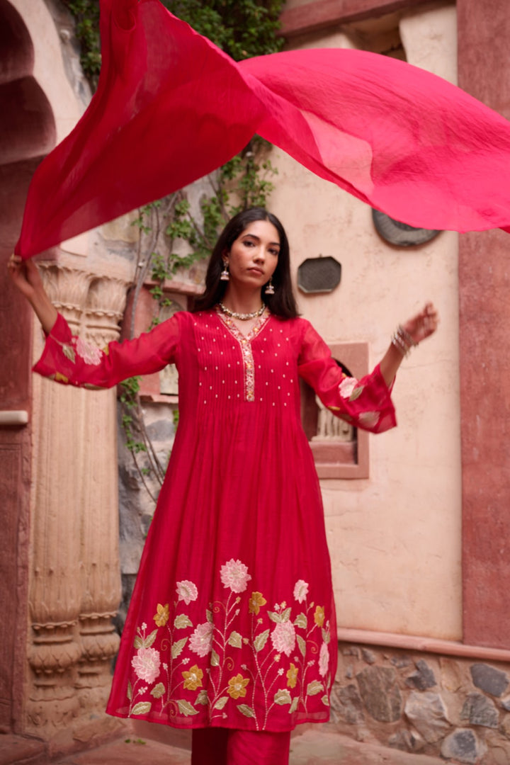 Gaurisha sindoori embroidery premium suit set