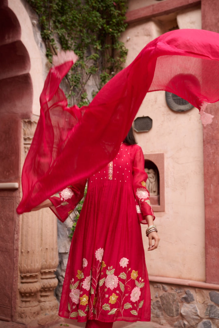 Gaurisha sindoori embroidery premium suit set