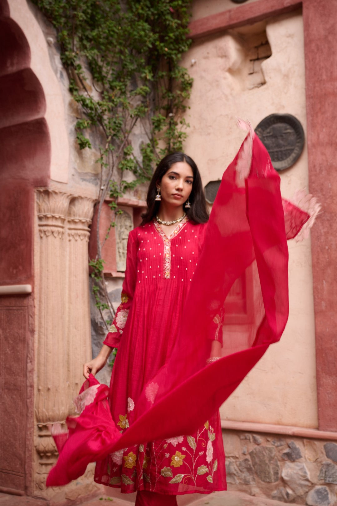 Gaurisha sindoori embroidery premium suit set