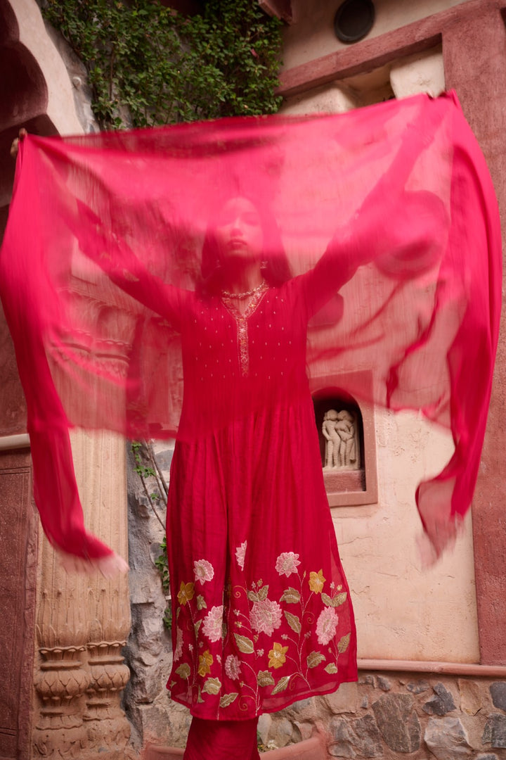 Gaurisha sindoori embroidery premium suit set