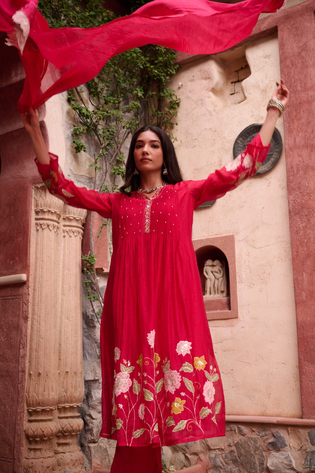 Gaurisha sindoori embroidery premium suit set