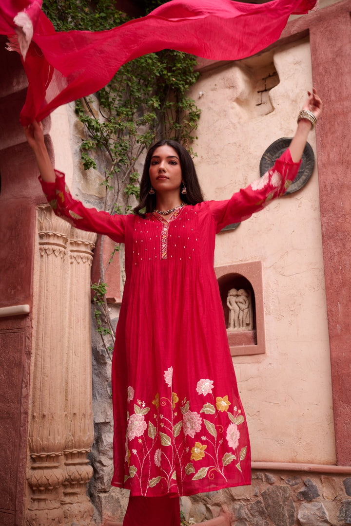 Gaurisha sindoori embroidery premium suit set