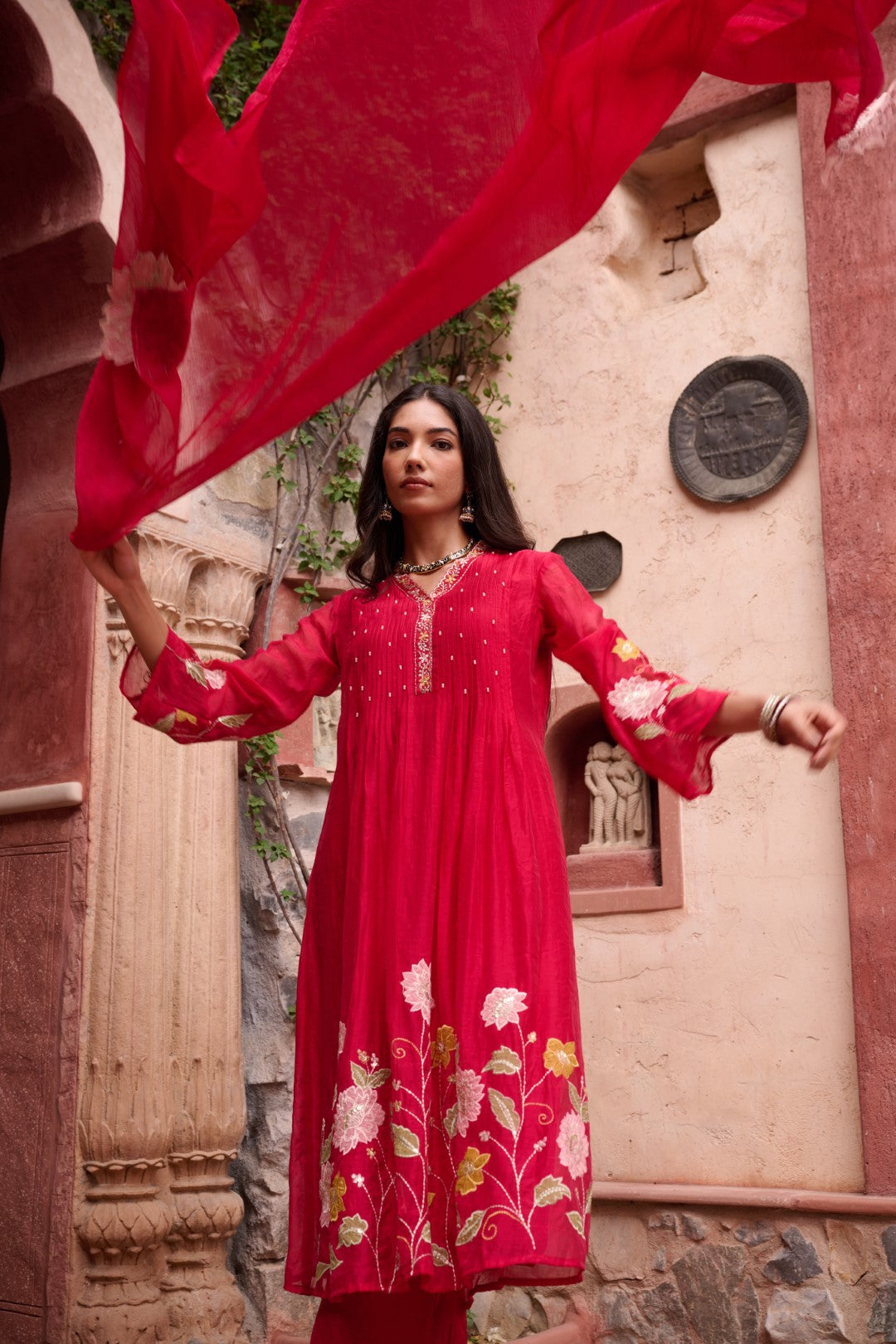 Gaurisha sindoori embroidery premium suit set