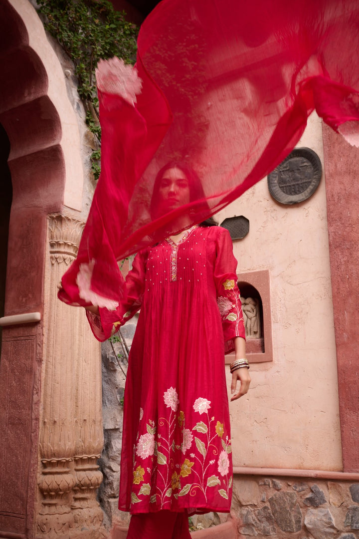 Gaurisha sindoori embroidery premium suit set