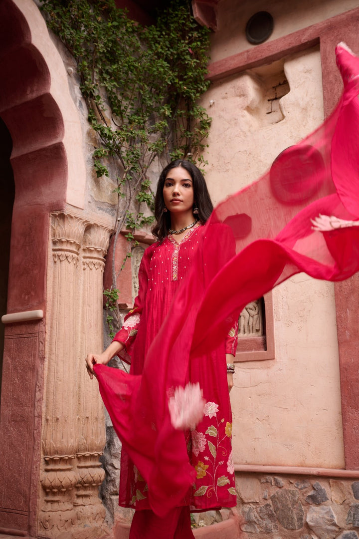 Gaurisha sindoori embroidery premium suit set