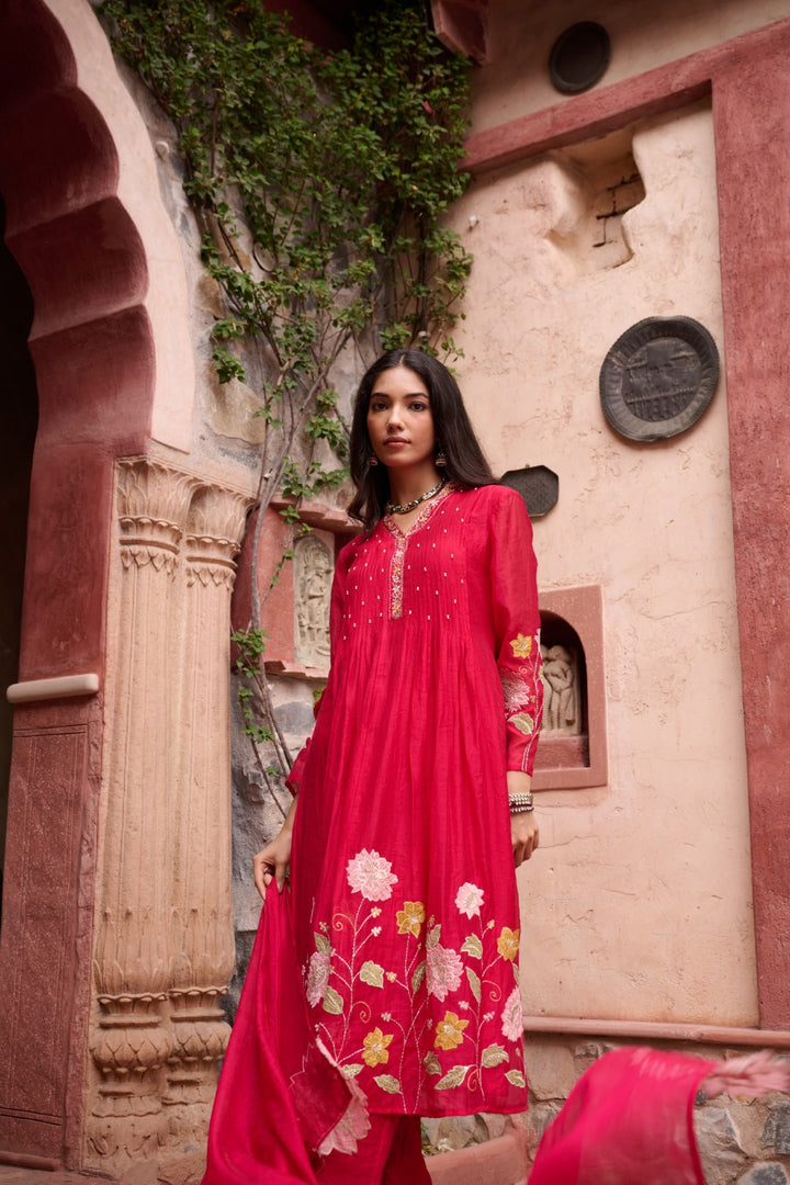 Gaurisha sindoori embroidery premium suit set