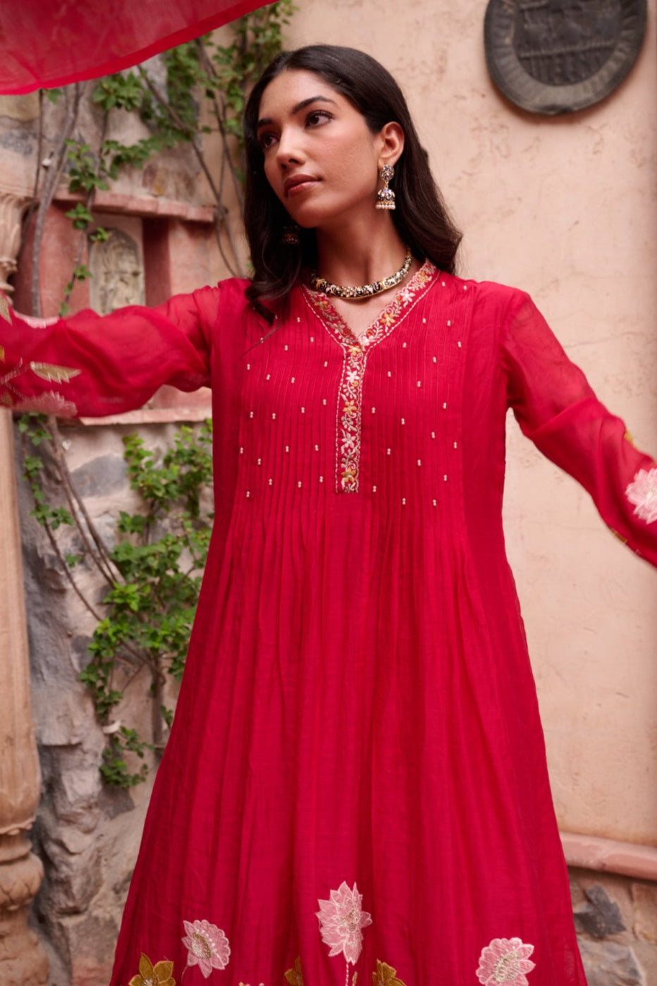 Gaurisha sindoori embroidery premium suit set