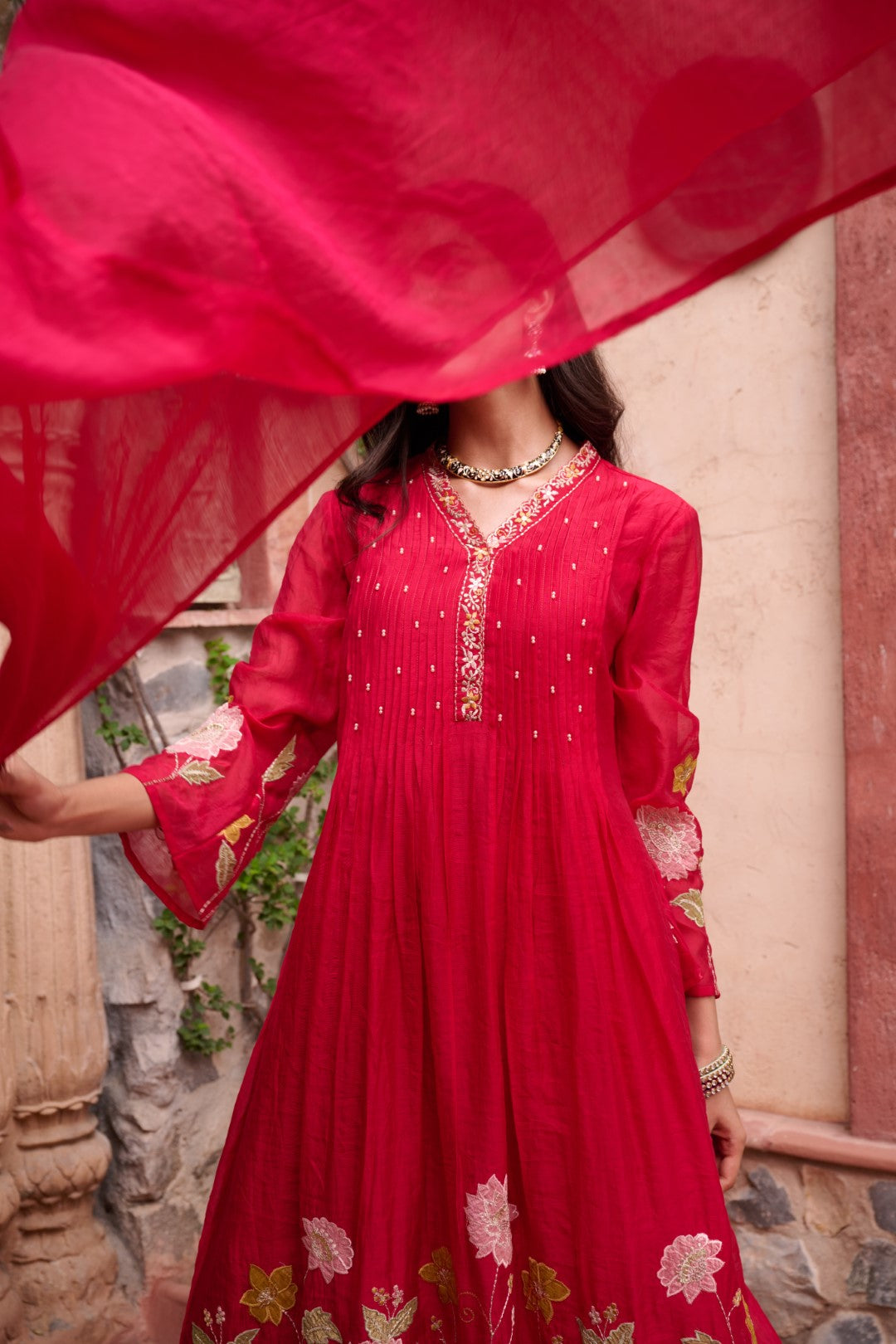 Gaurisha sindoori embroidery premium suit set