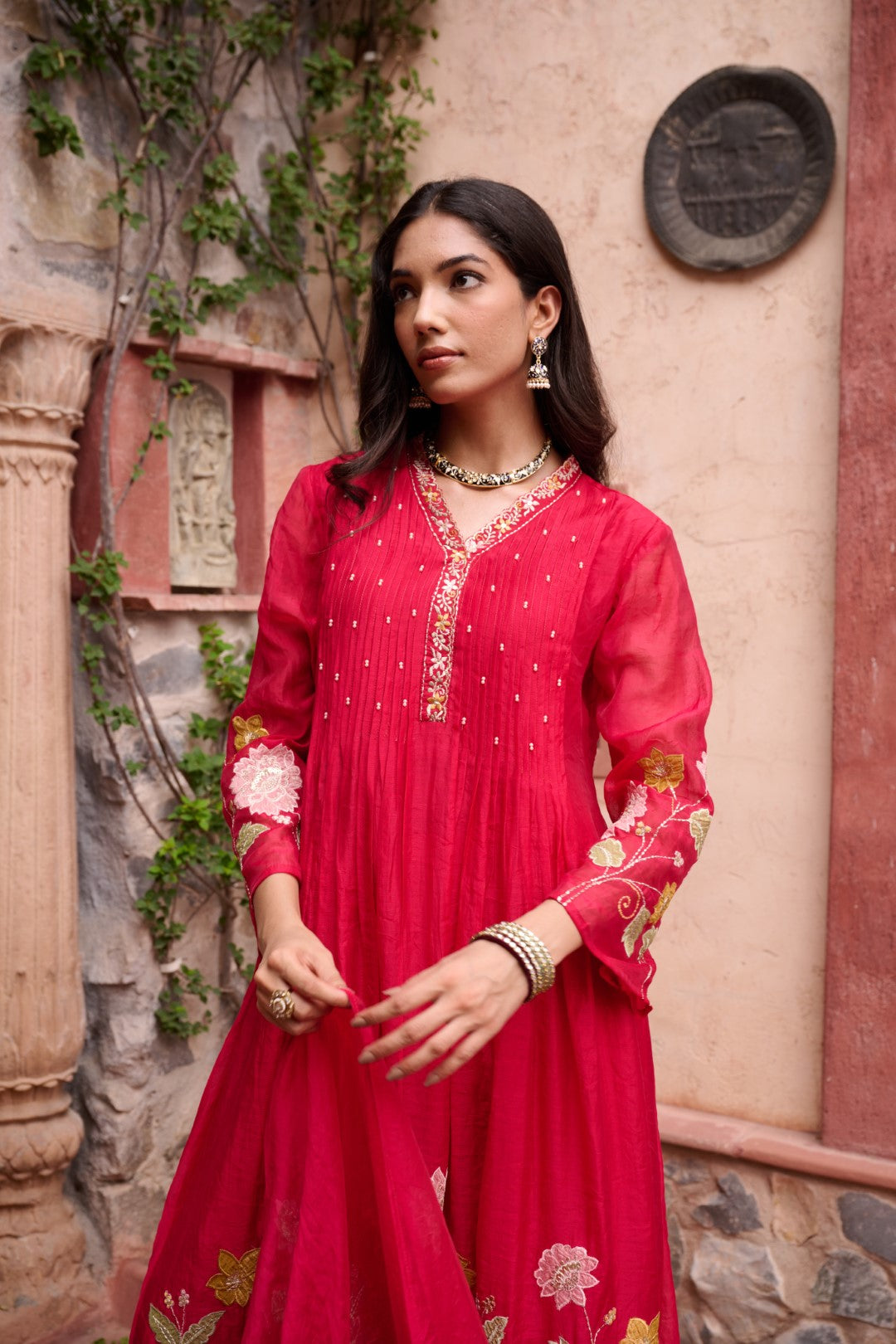 Gaurisha sindoori embroidery premium suit set
