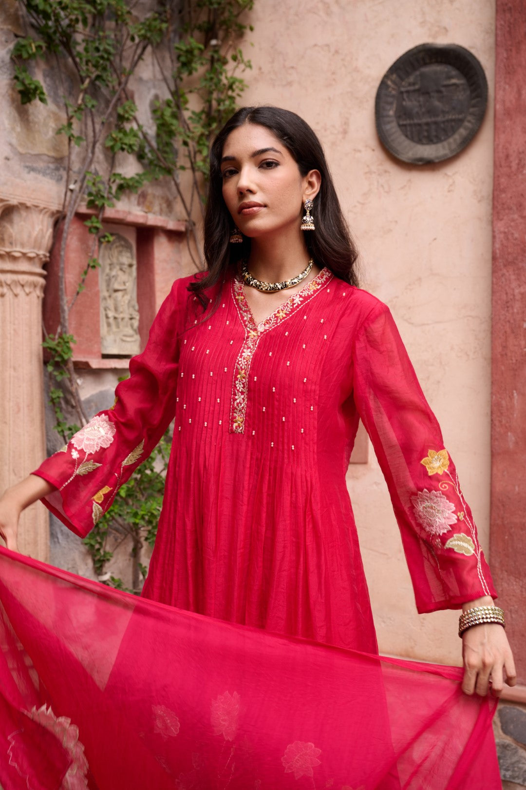 Gaurisha sindoori embroidery premium suit set