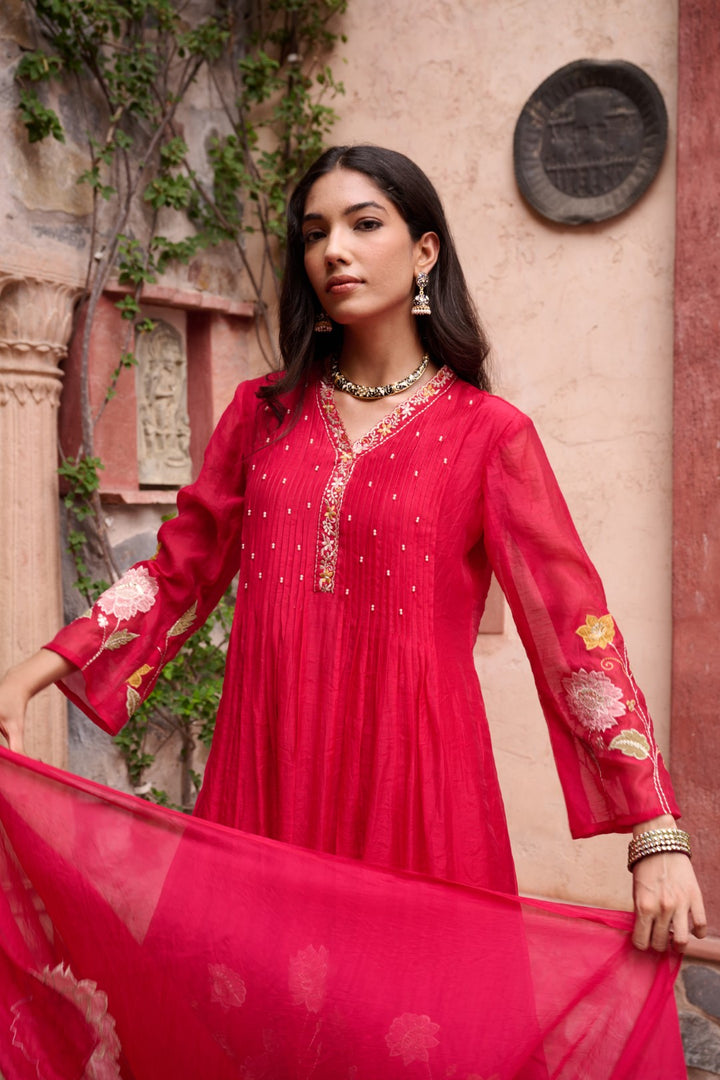Gaurisha sindoori embroidery premium suit set