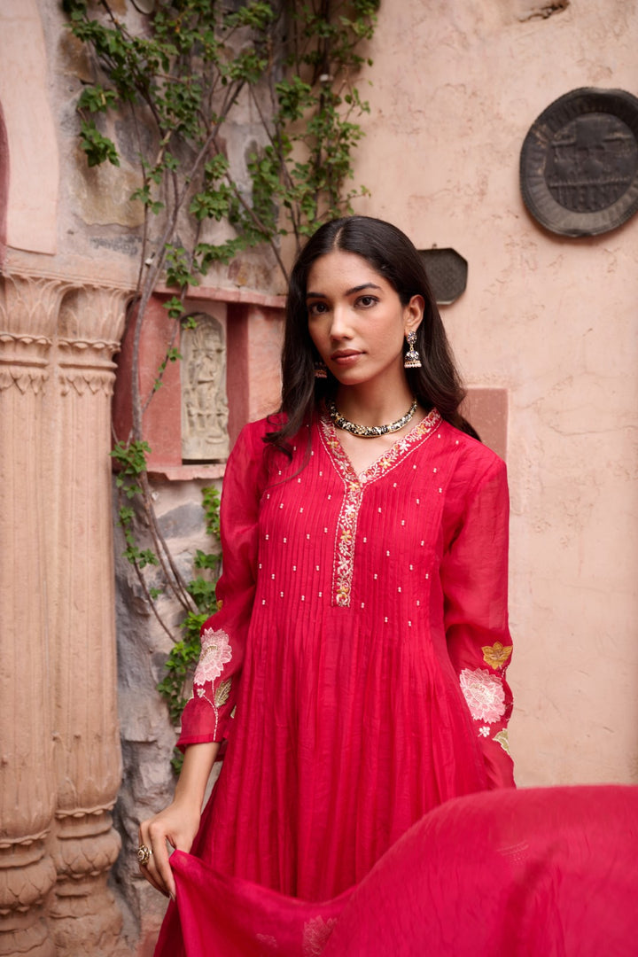 Gaurisha sindoori embroidery premium suit set