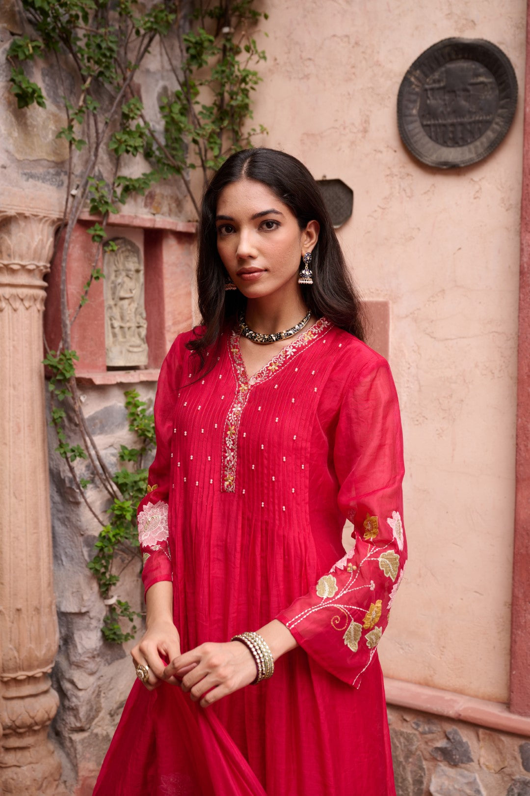 Gaurisha sindoori embroidery premium suit set