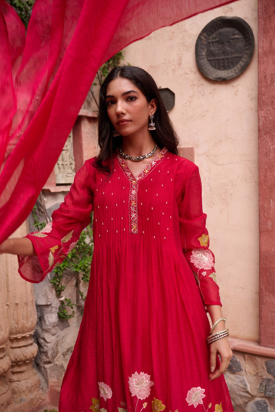 Gaurisha sindoori embroidery premium suit set