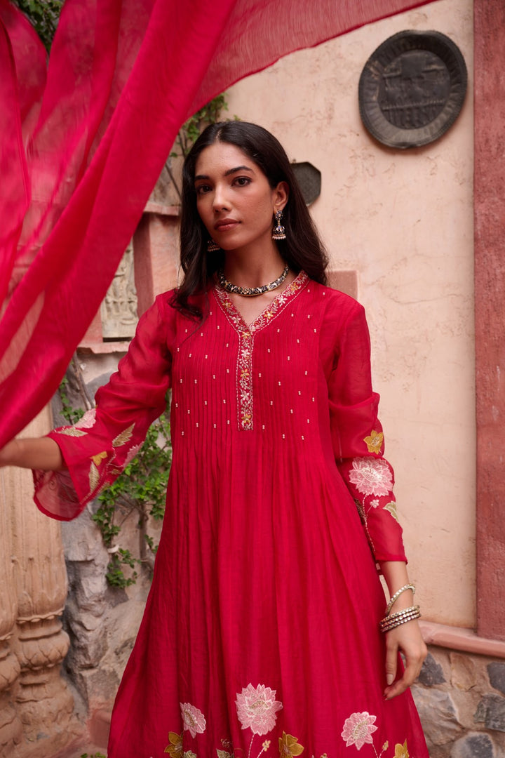 Gaurisha sindoori embroidery premium suit set