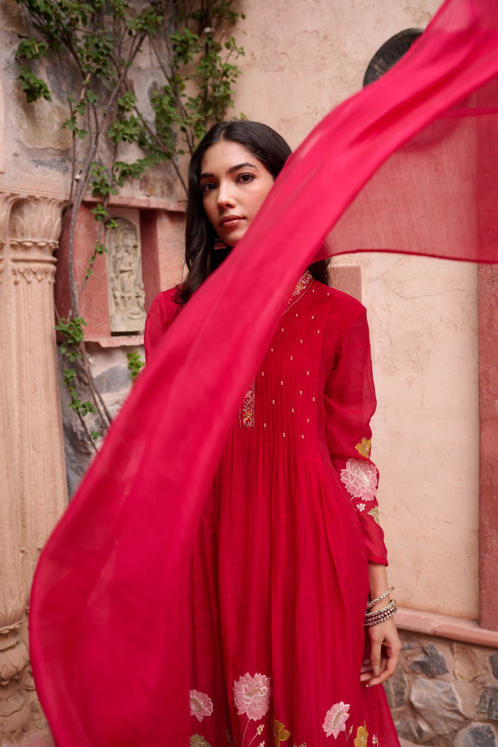 Gaurisha sindoori embroidery premium suit set