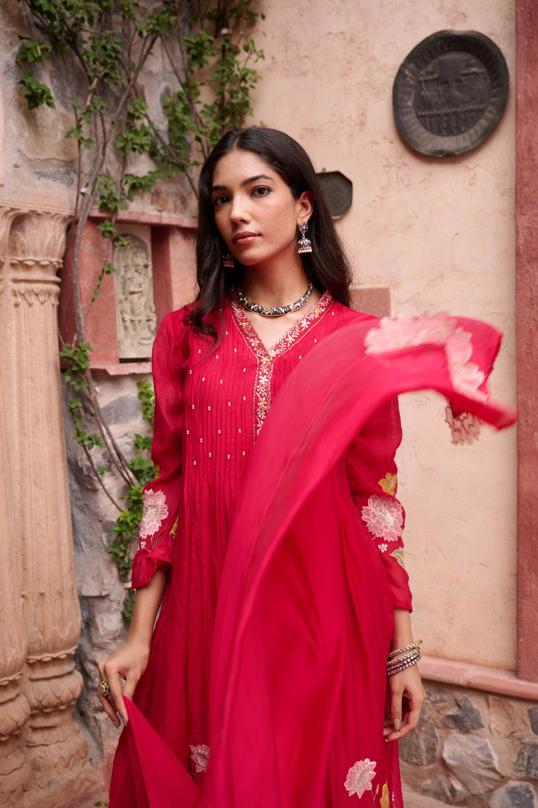 Gaurisha sindoori embroidery premium suit set