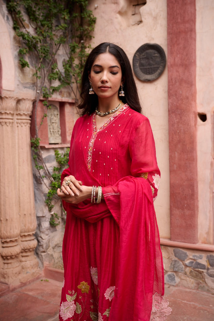 Gaurisha sindoori embroidery premium suit set