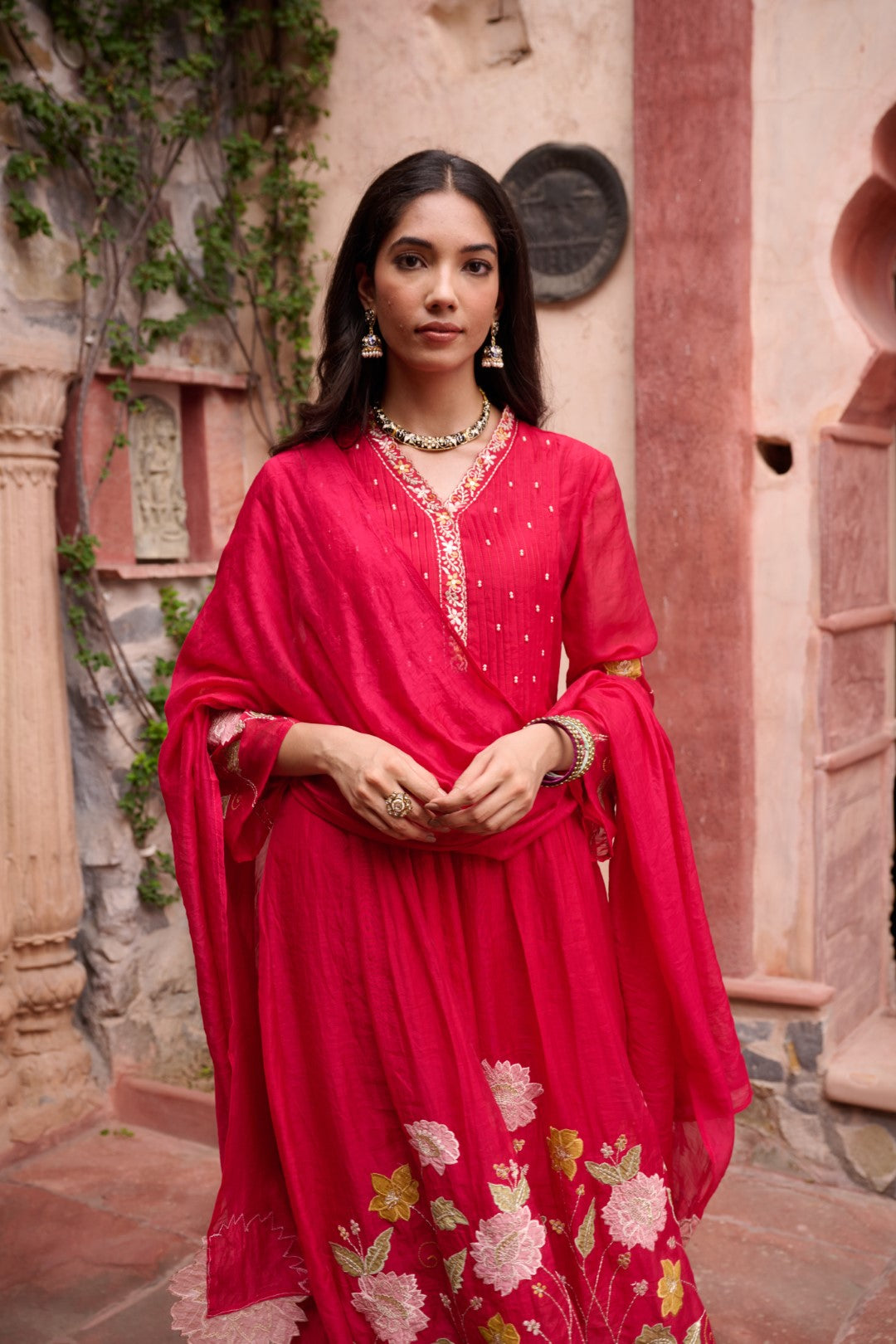 Gaurisha sindoori embroidery premium suit set