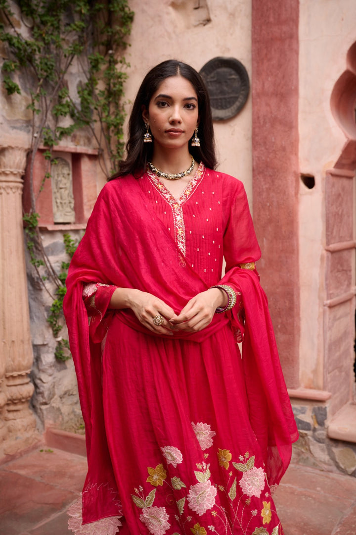 Gaurisha sindoori embroidery premium suit set