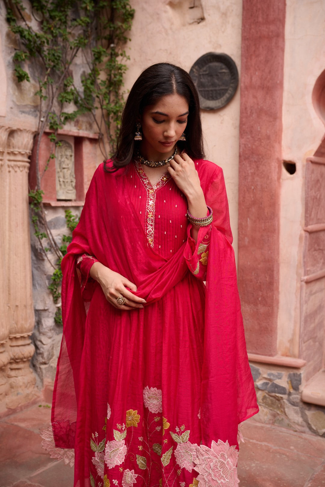 Gaurisha sindoori embroidery premium suit set