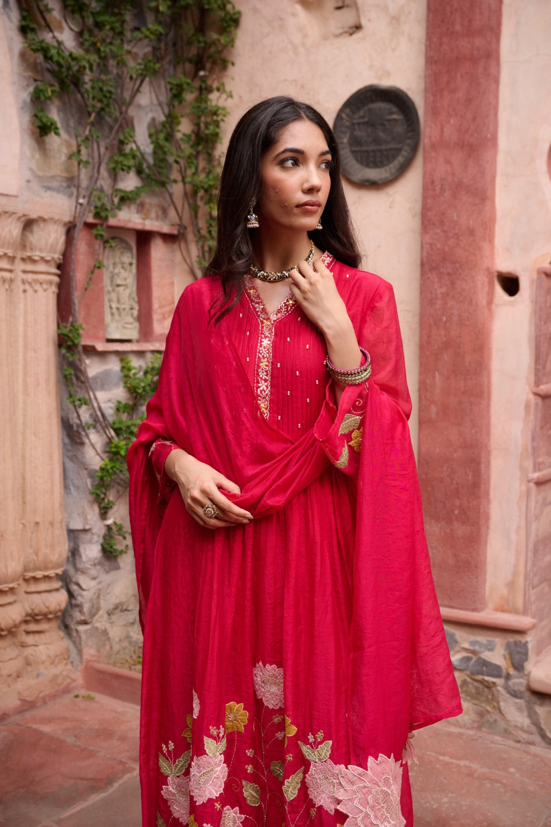 Gaurisha sindoori embroidery premium suit set