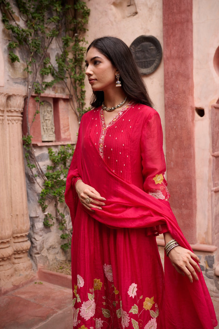 Gaurisha sindoori embroidery premium suit set