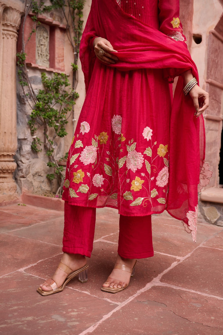 Gaurisha sindoori embroidery premium suit set